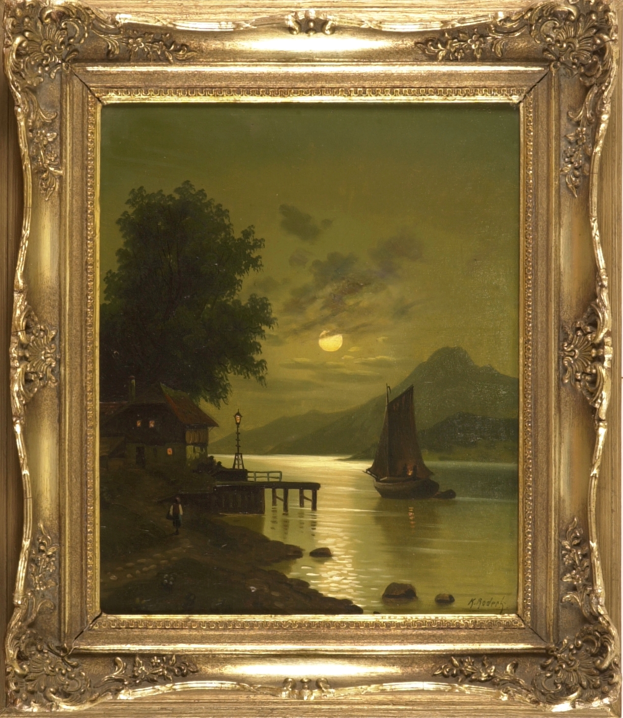 Flusslandschaft im Mondlicht